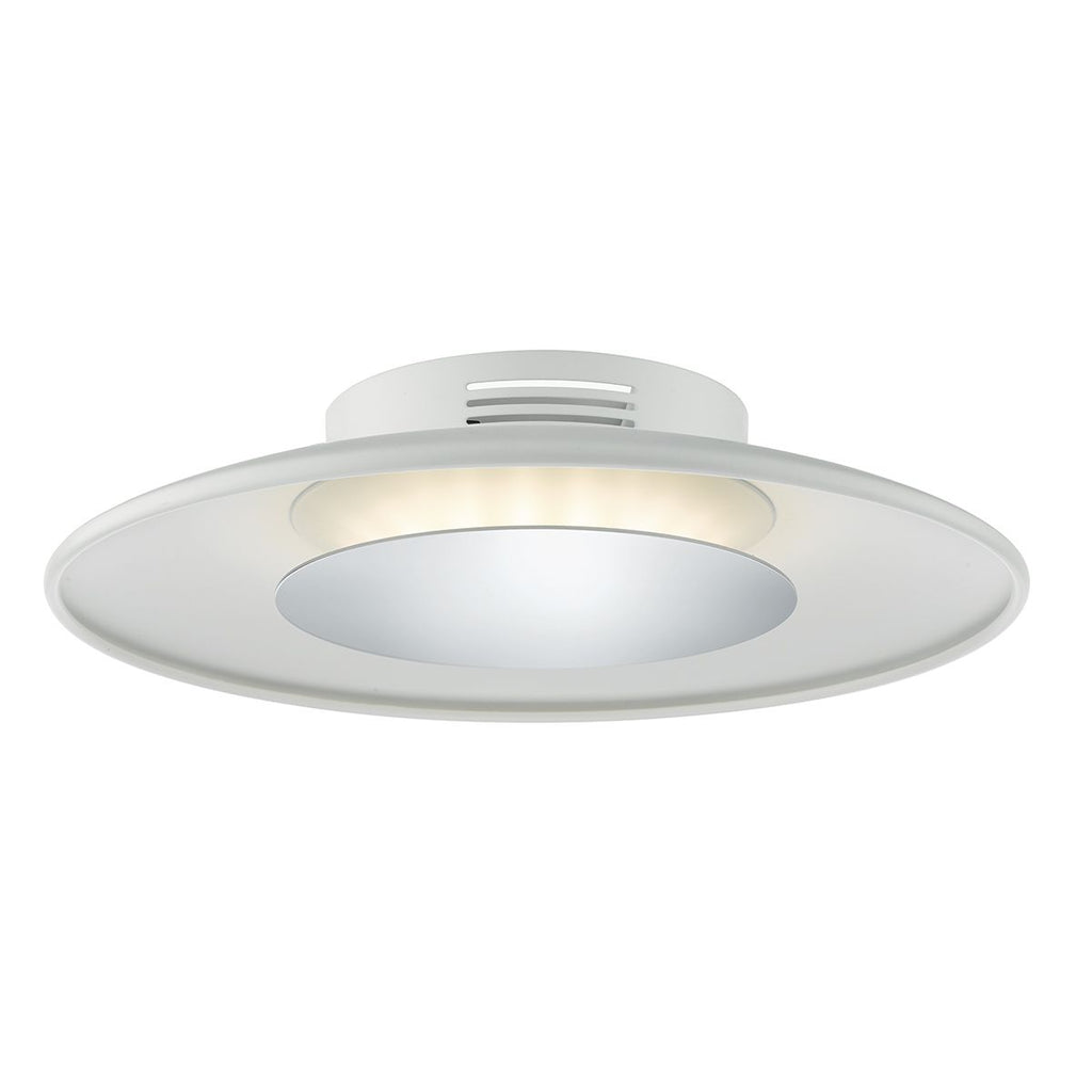 Worcester LED Small Ceiling Flush White & Polished Chrome by Dar Lighting