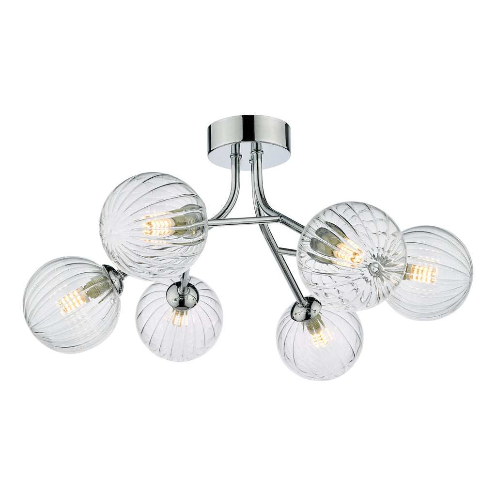 dar-lighting-Yiska-6-Light-Semi-Flush-Polished-Chrome-Ribbed-Glass