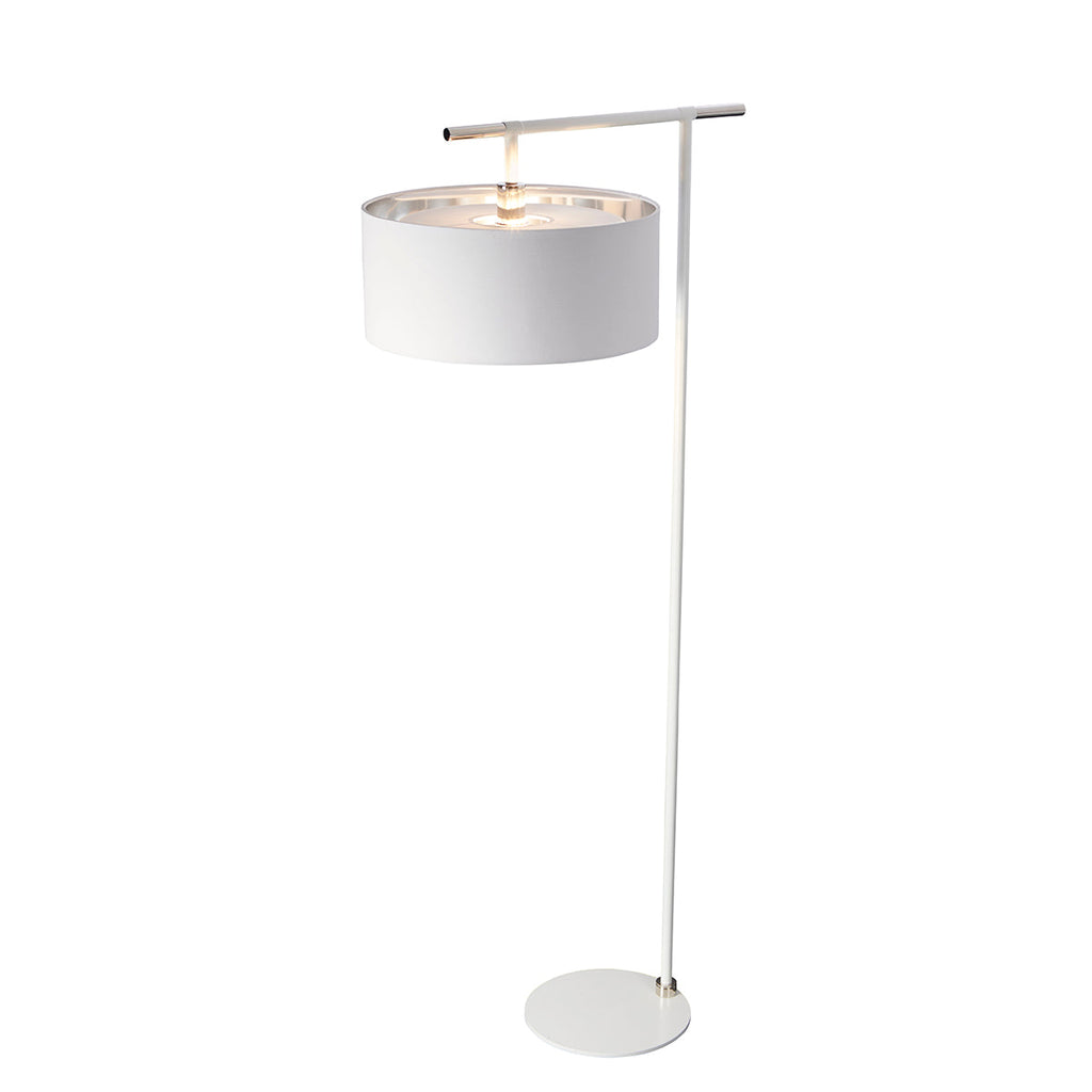 Balance 1 Light Floor Lamp - White and Polished Nickel - Elstead Lighting 