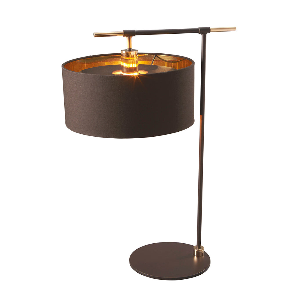 Balance 1 Light Table Lamp - Brown and Polished Brass - Elstead Lighting 