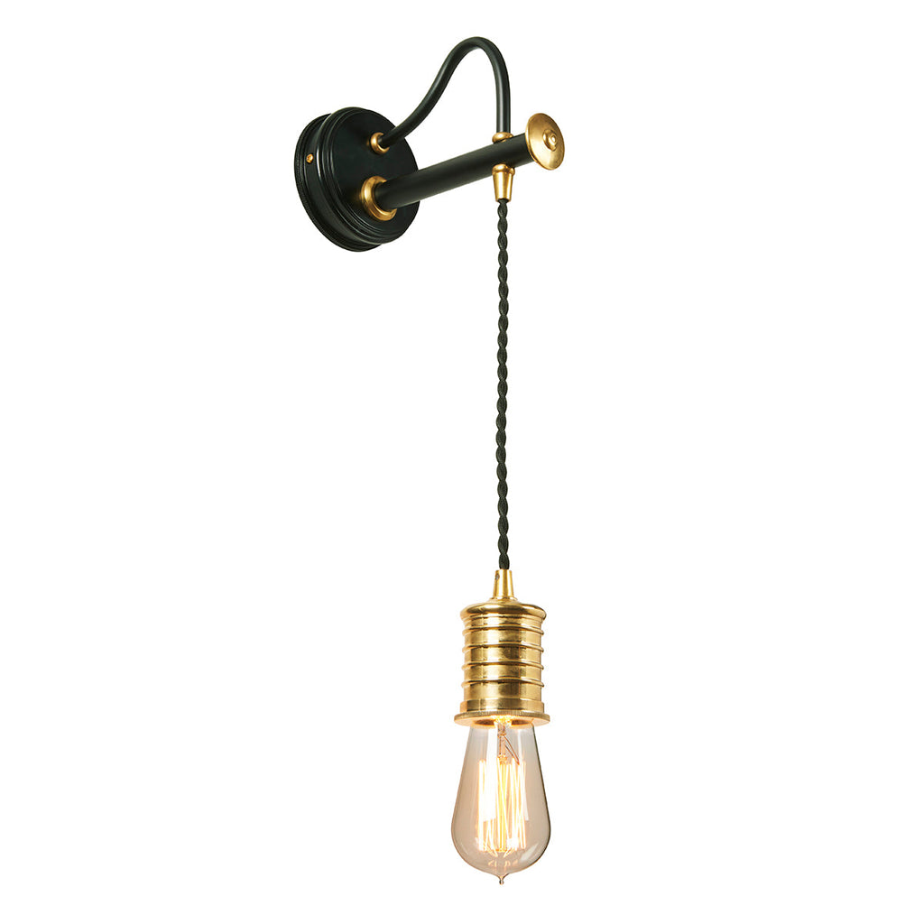 Douille 1 Light Wall Light - Black/Polished Brass - Elstead Lighting 