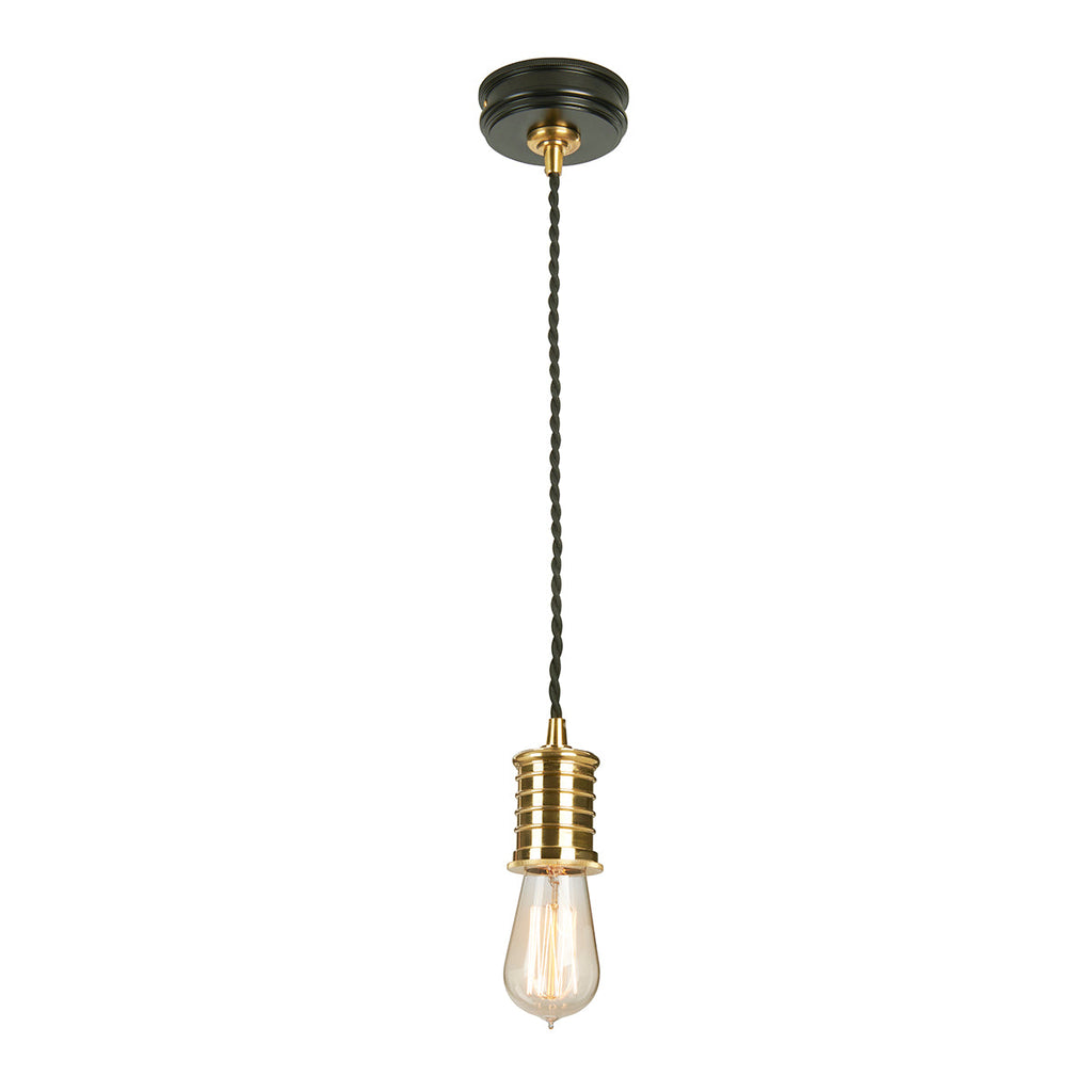 Douille 1 Light Pendant - Black/Polished Brass - Elstead Lighting 