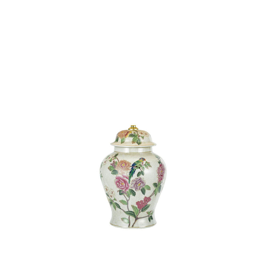 Peony Porcelain Table Lamp Base Hand Finished Floral Motif by Dar Lighting