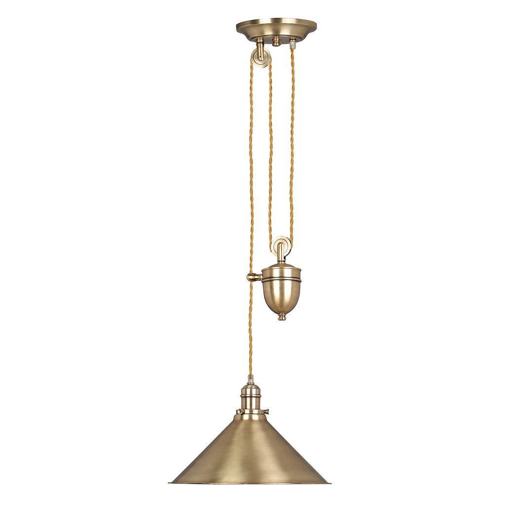 Provence 1 Light Rise and Fall Pendant - Aged Brass - Elstead Lighting