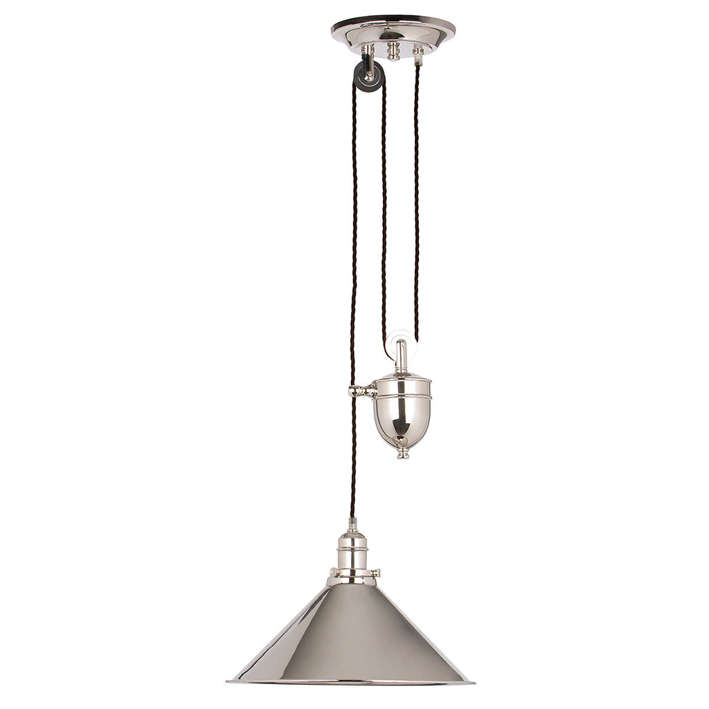 Provence 1 Light Rise and Fall Pendant - Polished Nickel - Elstead Lighting
