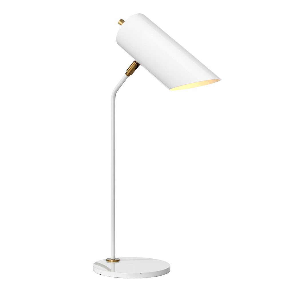 Quinto 1 Light Table Lamp - White Aged Brass - Elstead Lighting