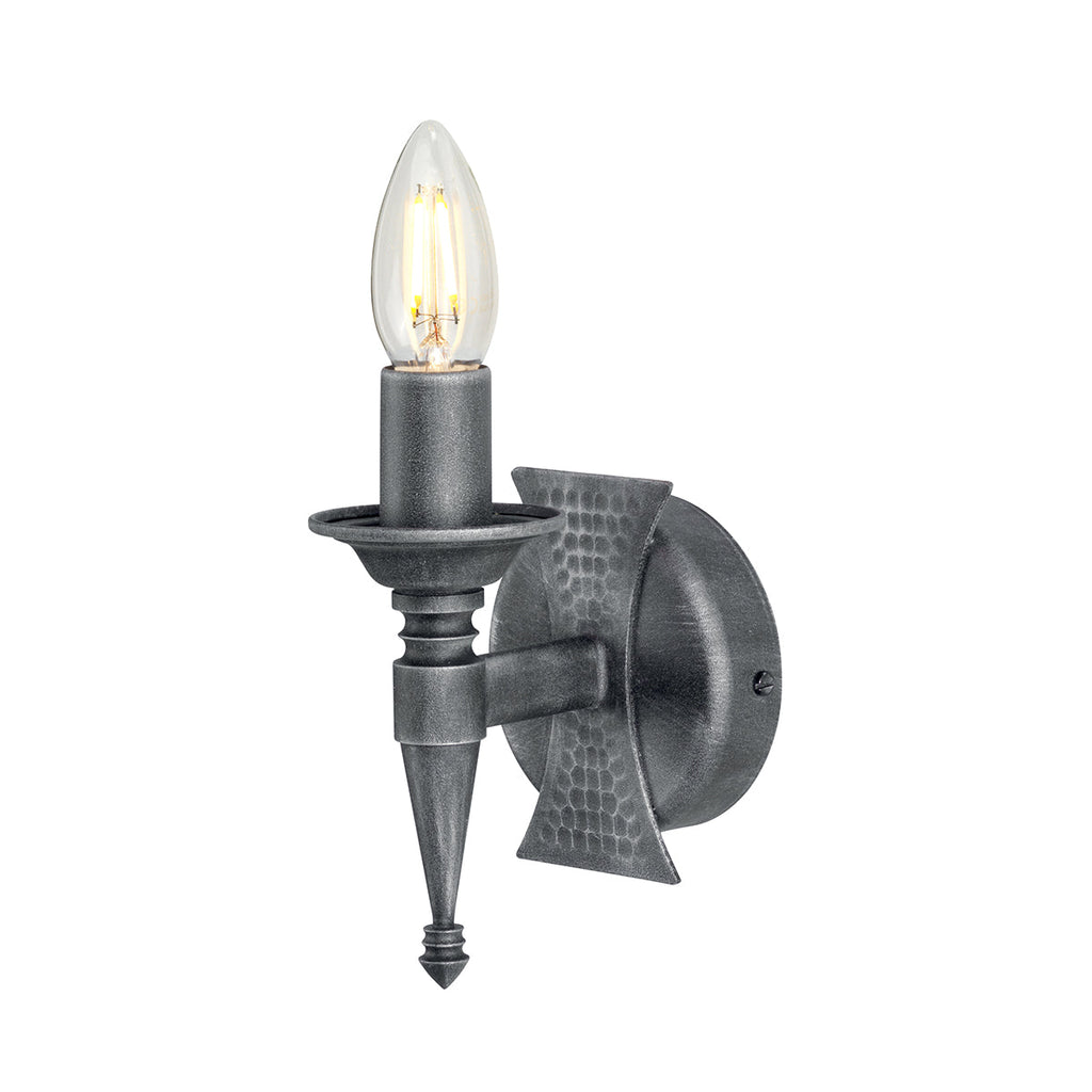 Saxon 1 Light Wall Light - Black/silver - Elstead Lighting