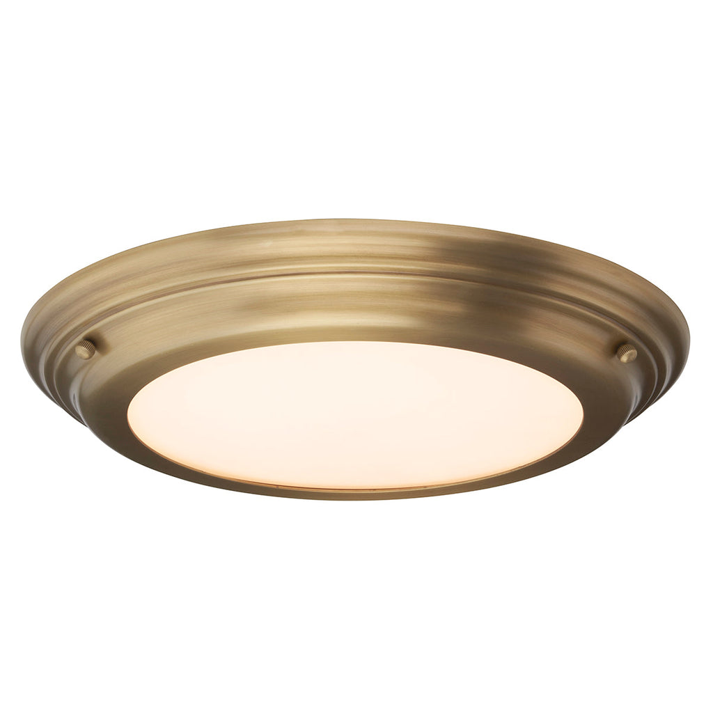Welland 1 Light Flush Light - Aged Brass - Elstead Lighting 