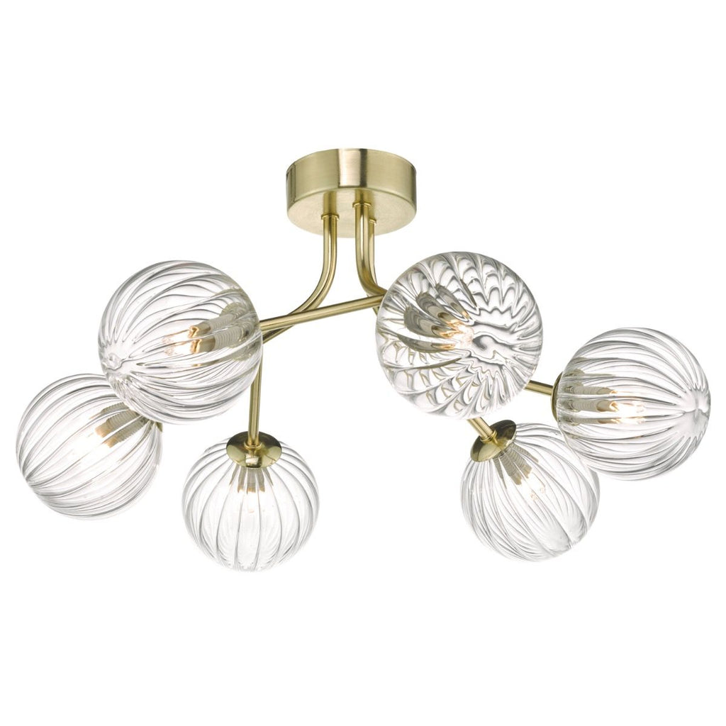 dar-lighting-yiska-6lt-semi-flush-gold-&-glass